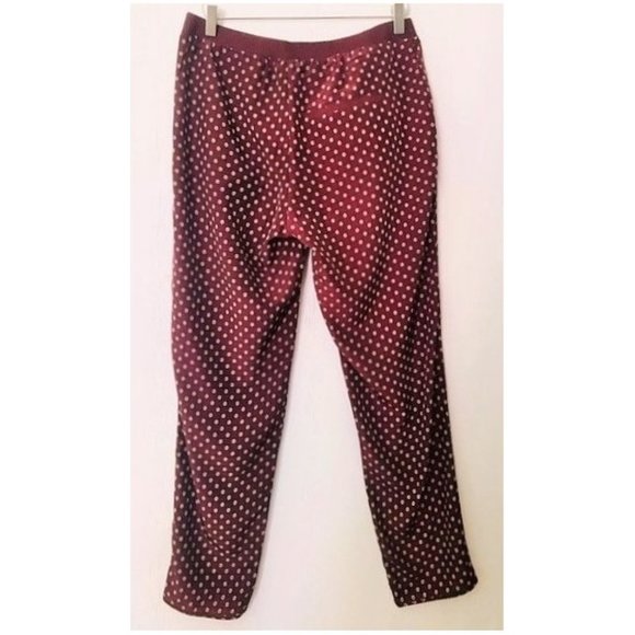 H&M BURGUNDY RED WHITE ICON PRINT SILKY PANTS SIZE 12 NWT - Picture 9 of 10